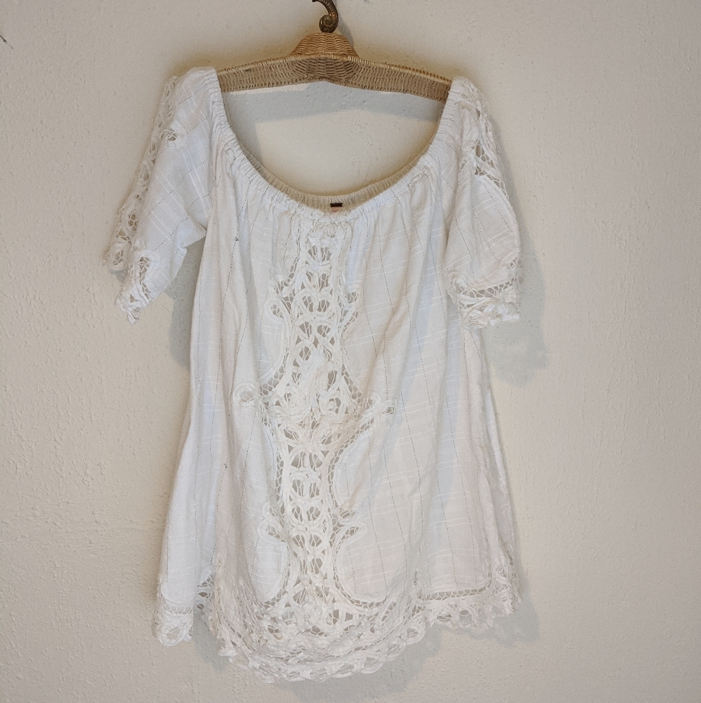 Free People Battenburg Off-the-Shoulder Mini Dress